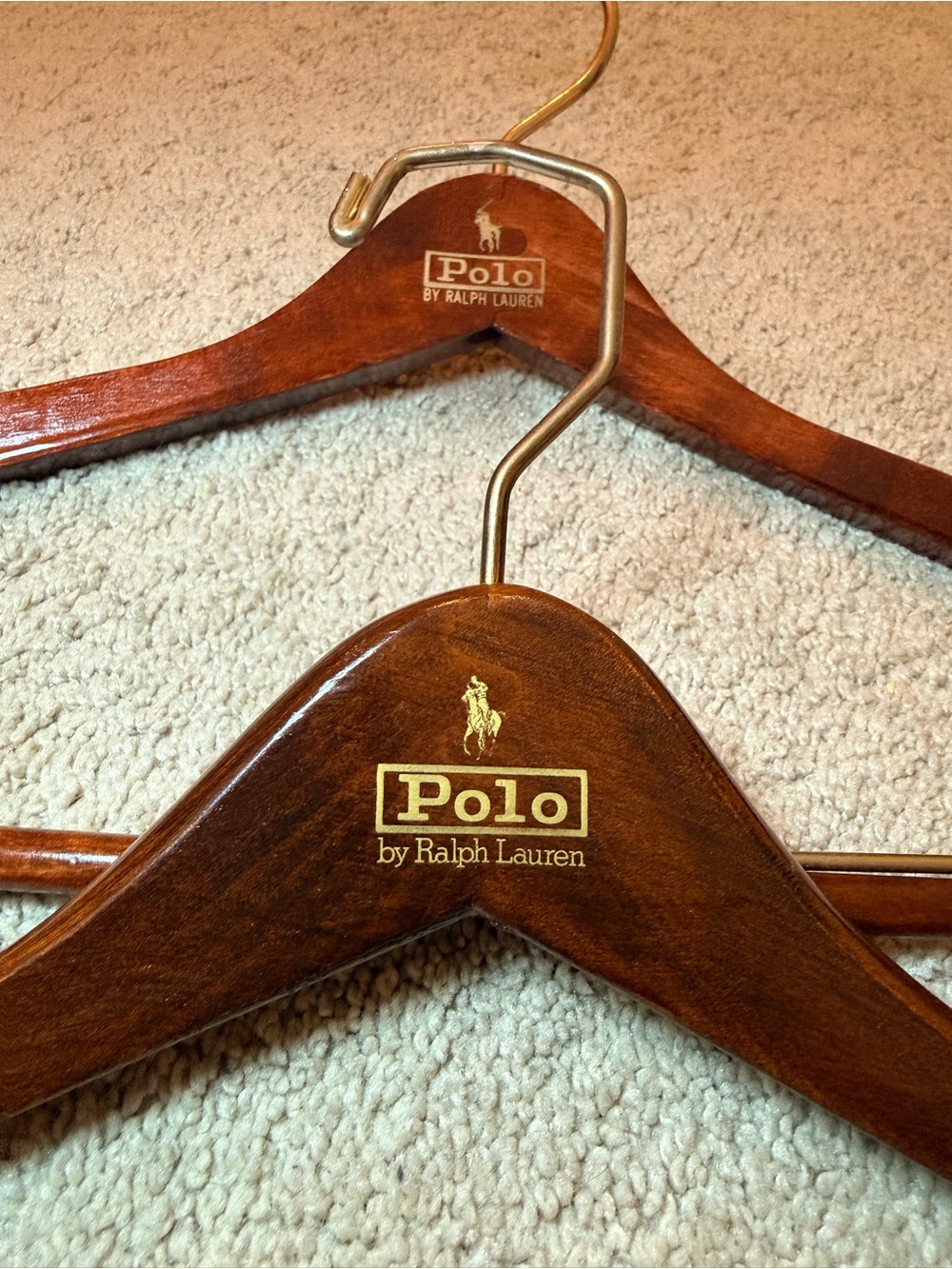 Polo by Ralph Lauren Brown Wooden Hangers with Gold Logo